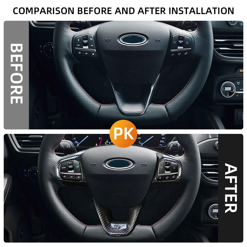 Capac Panou Volan pentru Ford Fiesta MK8 2017-2025 pentru Ford Focus MK4 2019-2025 Cadru Ornament Butoane Control Volan Auto ABS