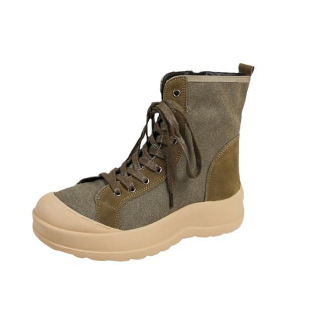 Frosted thick-soled heightening Martin boots women's autumn 2025 new lapel locomotive boots retro British style short boots
