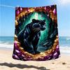 1pc Black Panther Crystal Throw Blanket Polyester Fiber, Lightweight Flannel, Soft & Warm, All Season Use for Outdoor, Camping Digital Print