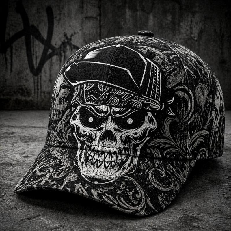 D print POD skull baseball cap personalized European and American retro cap sun hat Halloween