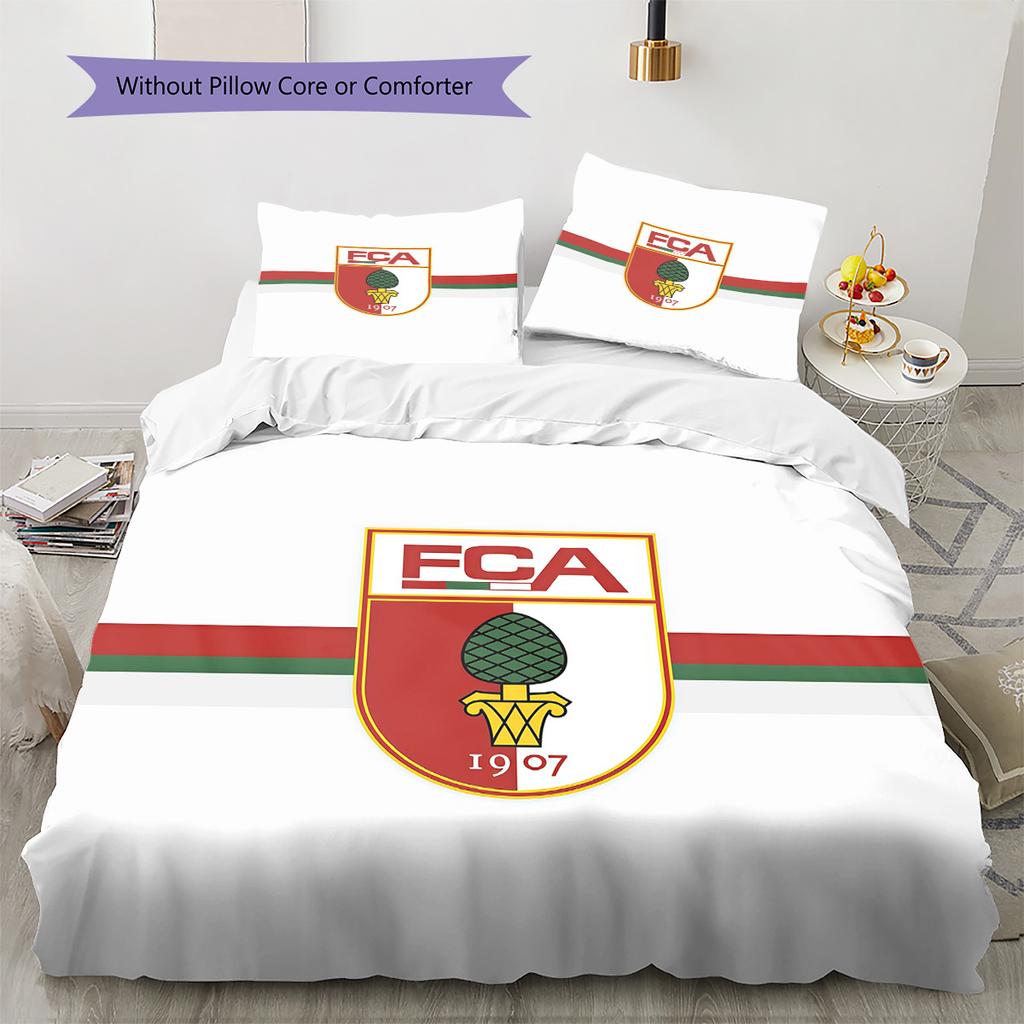 FC Augsburg Pattern Bedding Quilt Set  Home Decoration  Gift (1 * Duvet Cover + 2 * Pillowcase  Without Core).xwn