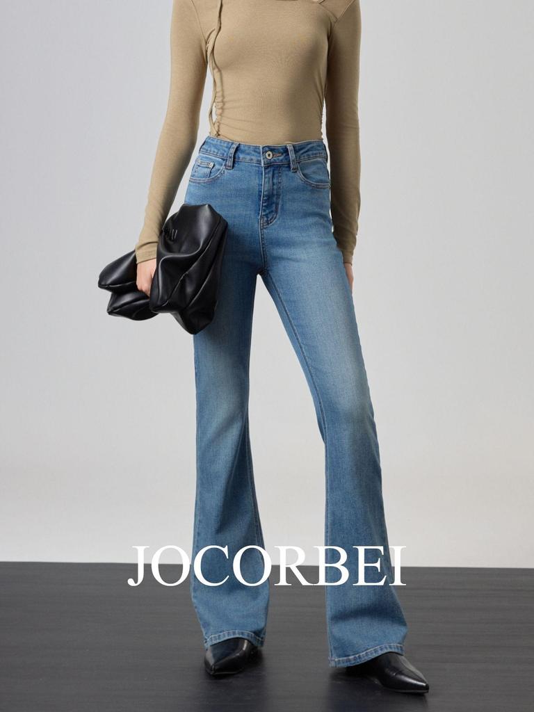 JOCORBEI High-Waisted Micro-Flare Jeans for Women: Retro Slimming, Hip-Lifting Style - Spring 2026 New Arrival