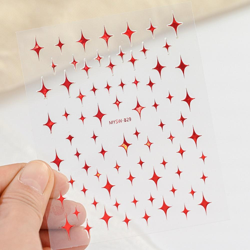 9-Color Four-Pointed Star Nail Art Sticker Diy Plastic Nail Art Decorative Sticker Color Star Light Nail Art Sticker