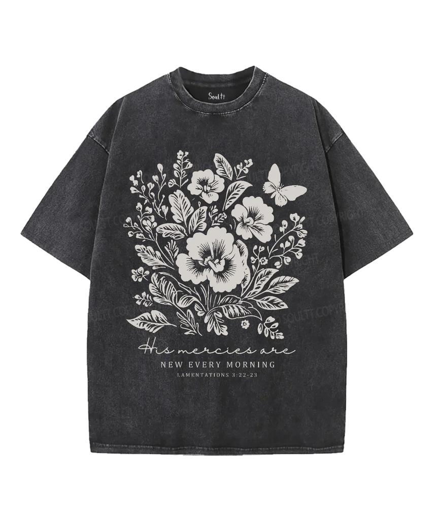 Gothic Y2k Flower Printed T-shirt Vintage Washed Oversized T Shirt Summer Short Sleeve O-Neck Cotton Tee Tops Men Women Clothing
