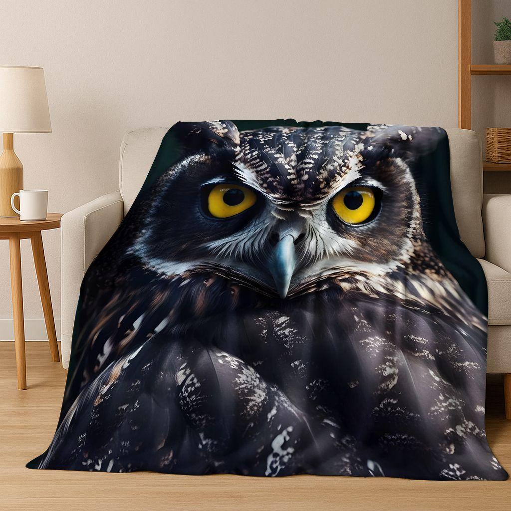 2026 New Mysterious Colorful Owl Cartoon Birds Flannel Blanket,Cozy Soft Throw Blanket for Home Bedroom Bed Sofa Cover Kids Gift