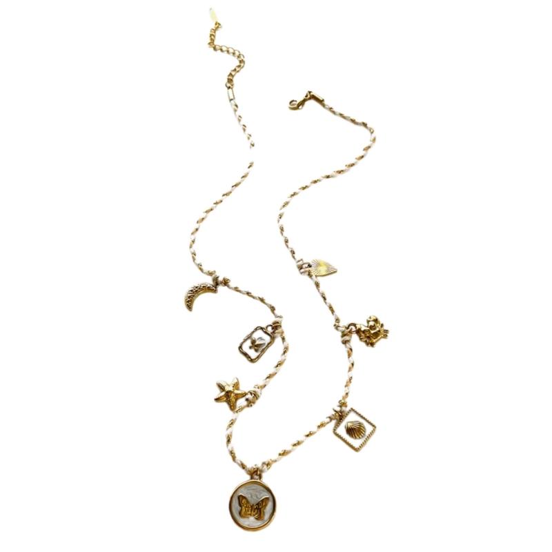 Ocean Inspired Starfish Heart Pendant Necklace Stainless Steel Neckchain Summer Jewelry with Enamel Drip Detailing