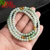 Natural Myanmar Jadeite 6mm Jade Bead Necklace Glutinous Ice Jade Bracelet Sweater Chain Women's Three-Ring Bracelet