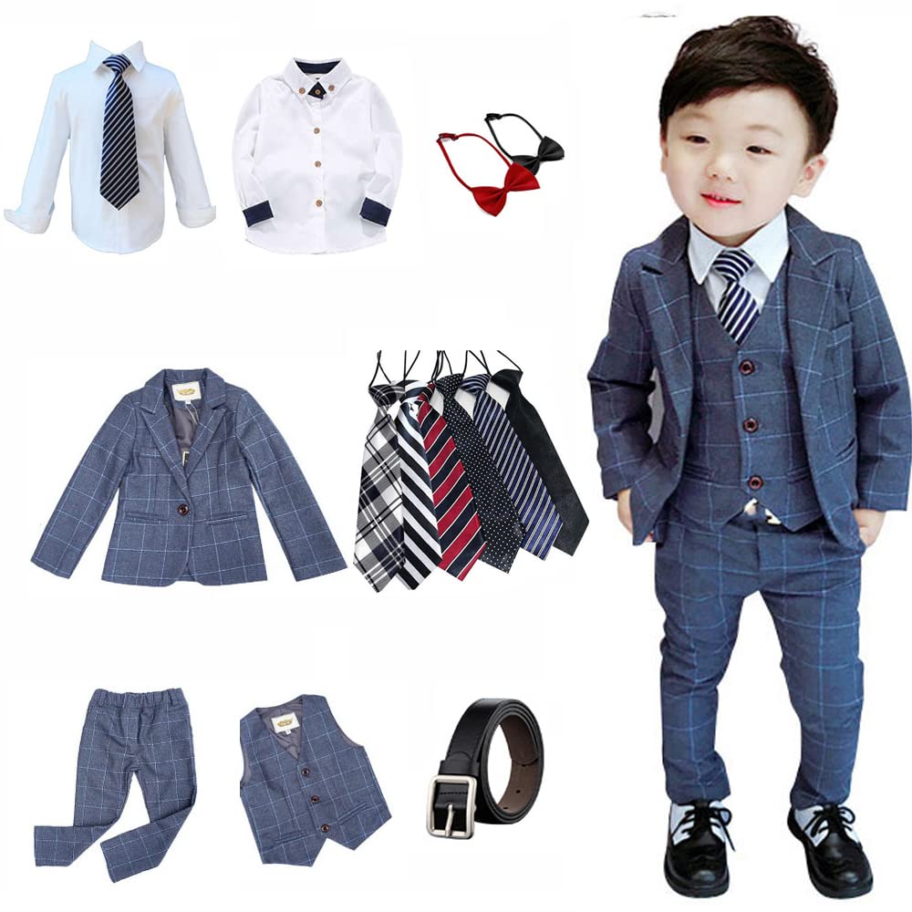 

Boys Formal Suit Kids Formal Clothing Set Checkered Pattern Cool School Entrance Ceremony Shichigosan Graduation Ceremony Children s 4-piece 90-170