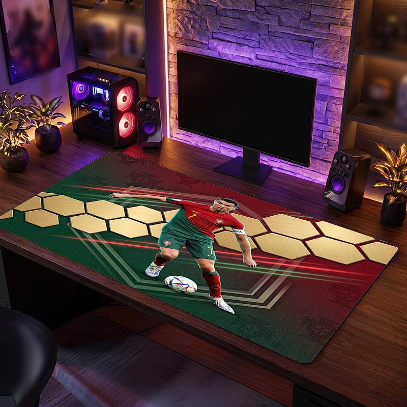 Cristiano Ronaldo Crest Mouse Pad, Extended Non Slip Rubber Desk Mat for Gaming Office Laptop Fan Gift