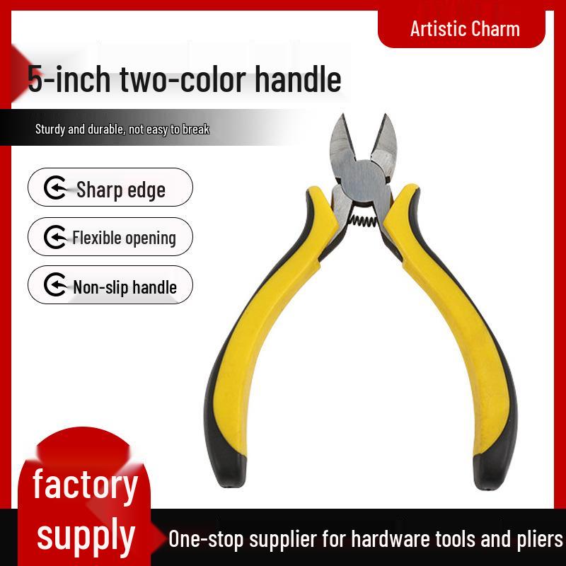 5-inch Two-Color Handle Angled Pliers for DIY and Electrician Wire Stripping