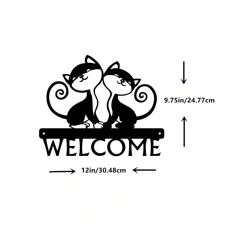 Wrought Iron Cat Art Wall Decor Sign Craft 1pc
