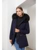 Women's Fleece-Lined Hooded Parka with Fur Collar - Warm Loose-Fit Cotton Jacket, European Size (2021 Autumn/Winter Collection)