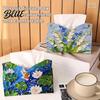 Student Desk Organizer Leather Tissue Box Cover with Flowers Pattern Foldable Desktop Organizer Napkin Holder Case Office Accessory Facial