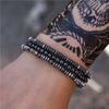 Vintage Schwarzes Mattes Armband Zirkon Krone Diamant Kugel Würfel Löwenkopf Perlenarmband Set
