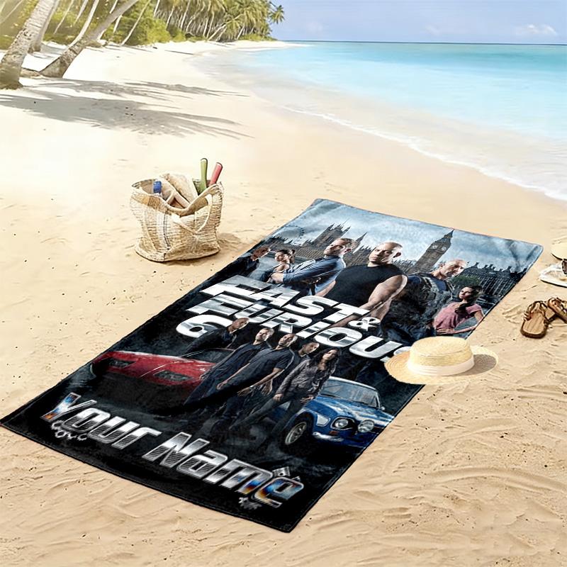 Name Custom Fast Furious Print Beach Towel, Large Soft Quick Dry Towel for Beach Camping Swimming