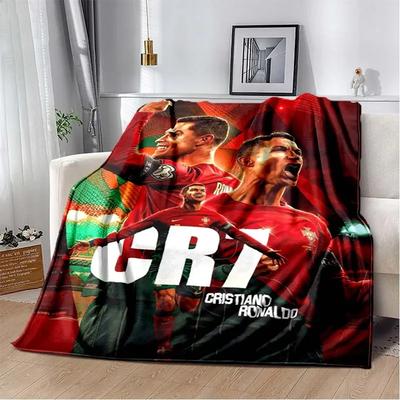 CR Football Star D Plush Throw Blanket Soft Flannel for Bedroom Living Room Sofa Picnic Cover  Cozy Warm