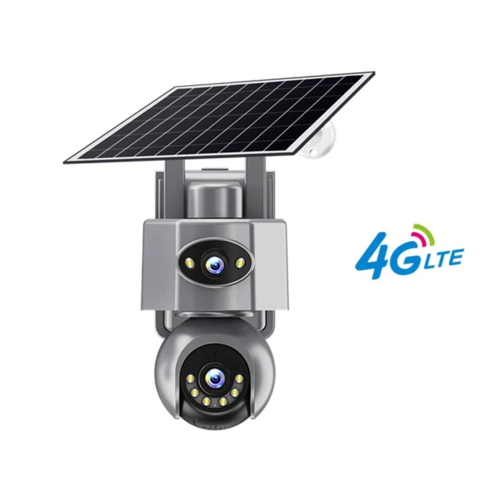 4G/WiFi Solar IP Camera with Dual Lens – PTZ, 8MP, 10X Zoom, Outdoor Surveillance System with Built‑in Battery