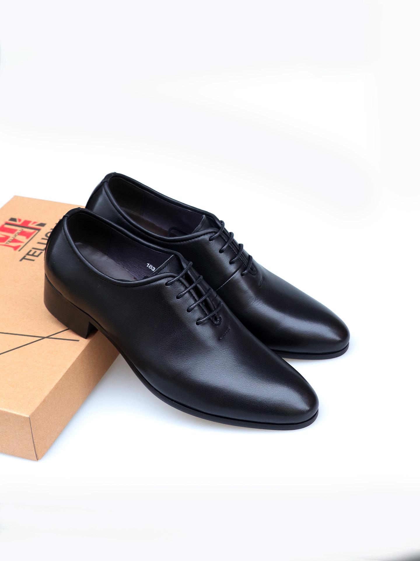 Korean Style Lace-up Men s Smooth Cowhide Pointed Toe High Heel Formal Leather Shoes 39 чёрный