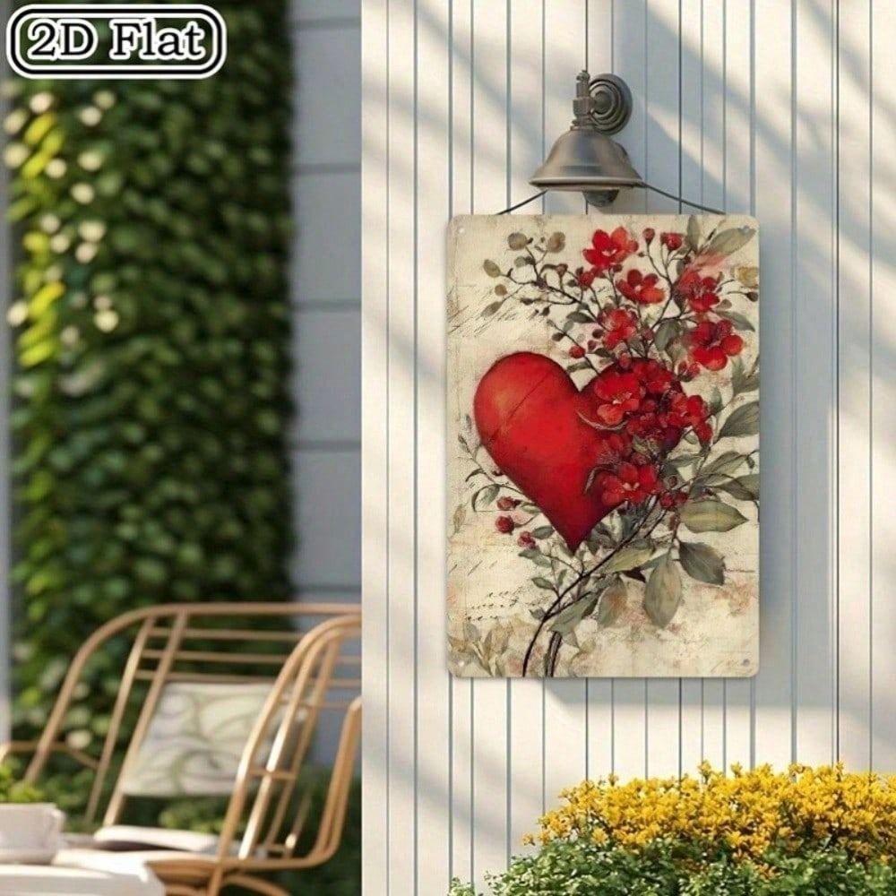 Vintage Metal Poster Heart Love, Wall Art Home Decor