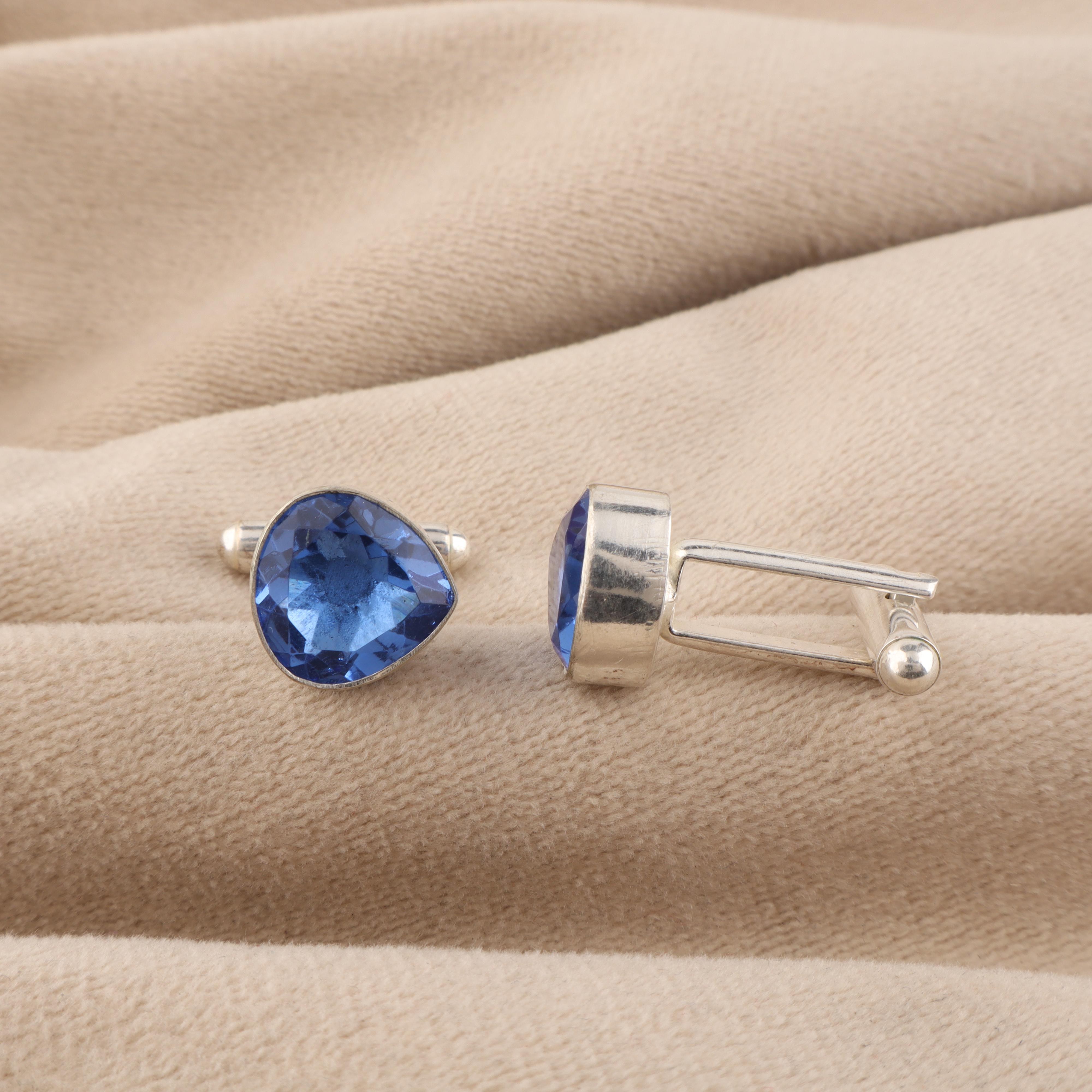 

Tanzanite Gemstone 925 Sterling Silver Handmade Jewelry Formal Cufflinks 1 For Him CL-10-12