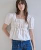 GRIDAJ Cotton Lace Voluminous Shirring Blouse (2 Colors)