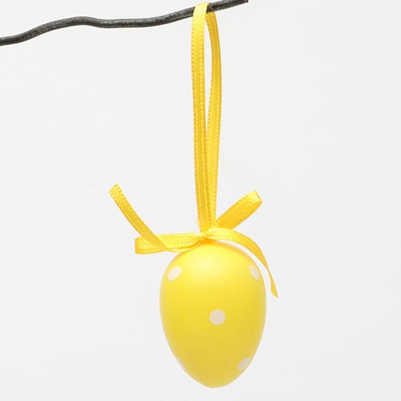 12PCS Plastic Easter Eggs Happy Easter Day Decors with Hangable Lanyards Colorful Eggs for Outdoor Easter Decors