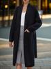 Women's 2024 Autumn/Winter Casual Long Knitted Cardigan Sweater Coat with Lace-Up Design