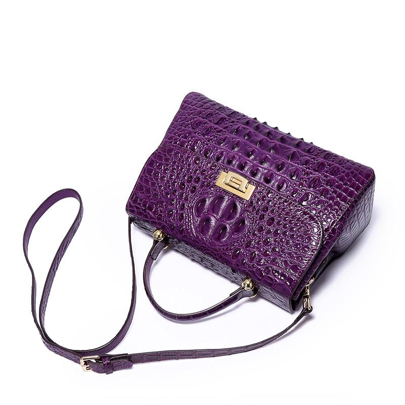 Crocodile Pattern Women's Single-shoulder Crossbody Bag for Ladies, Top Layer Leather Handbag