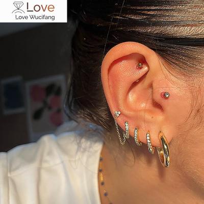 Square Circle Hoop Earrings For Women Stainless Steel Shiny Cubic Zircon Earring Trend Party Jewelry Couple Gift Brinco