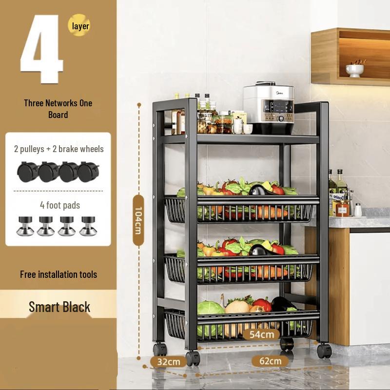 Multifunctional Carbon Steel Kitchen Storage Rack