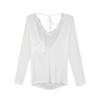 White Lace V-neck T-shirt Women's Summer Thin Sunscreen Cover-up *** Loose Mid-length Long-sleeved Top