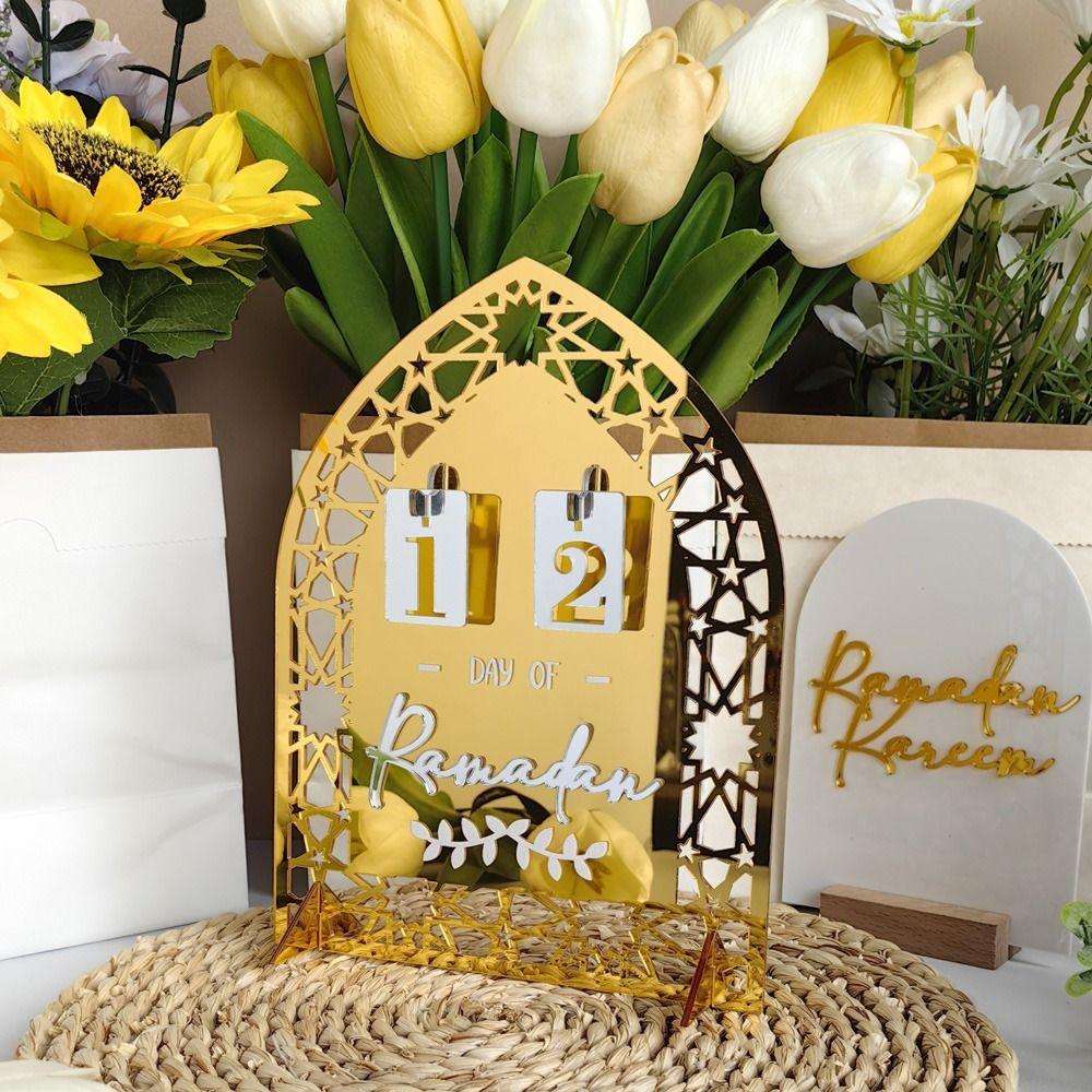 Ethnic Style Ramadan Countdown Calendar Mirror Surface Advent Day Calendar Board  Ramadan Kareem