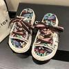 Fashion Canvas Graffiti Women's Slippers and Ladies Sandals New Collection H Sandal 2025 Trend Summer Slides Sale Original Stylish Shoes