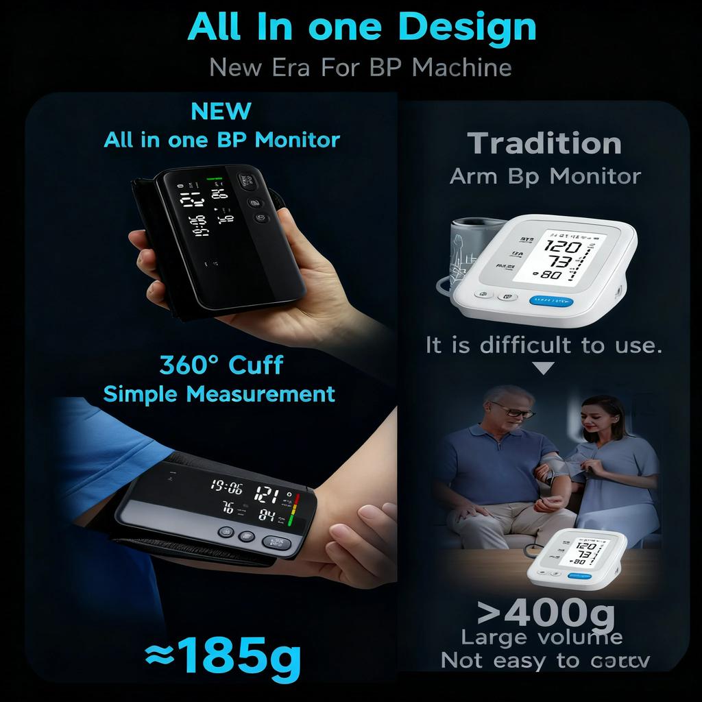 Portable Bluetooth Blood Pressure Monitor Digital Tonometer LCD Large Display Adjustable Large Cuff Sphygmomanometer