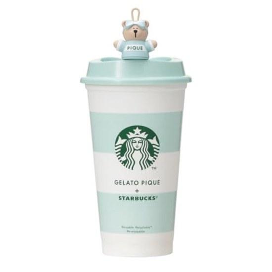 Starbucks Staba Starbacks Gelapike Border Reusable Cup Mint Green 473ml + Bearista Cap Collaboration Set