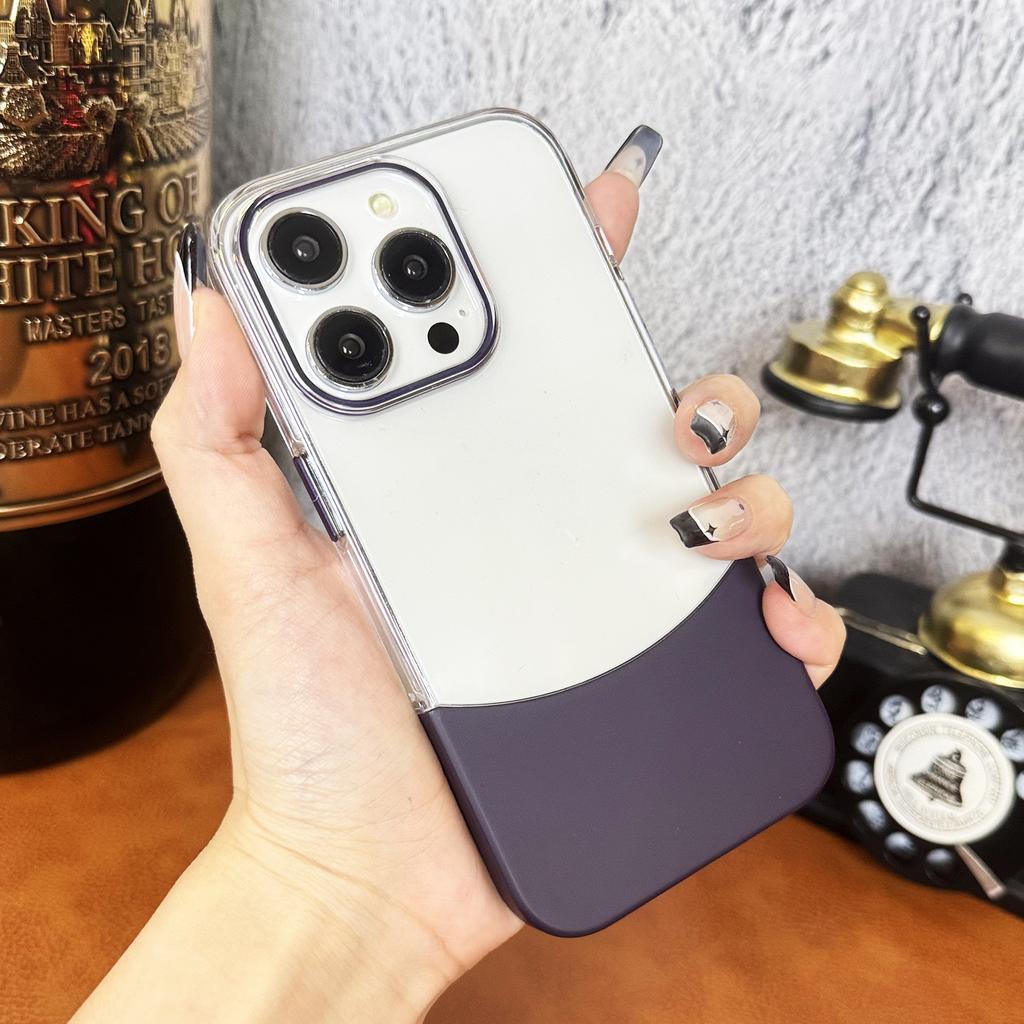Applicable To IPhone 15 Two-color Splicing Mobile Phone Case Apple 14 Full-inclusive PC Creative Two-in-one Protection Case