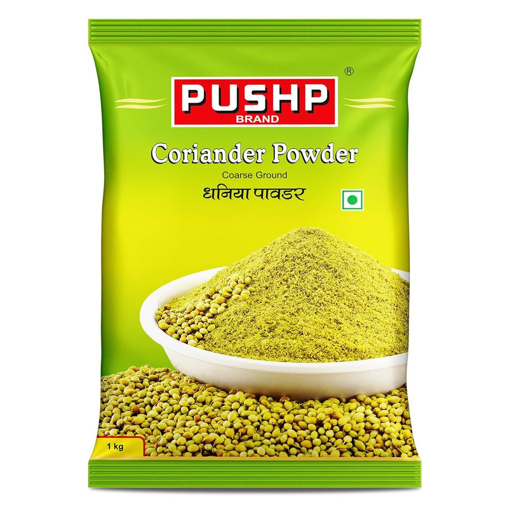 Pushp Natural Coriander Powder Premium Dhaniya Spice Blend For Authentic Indian Cooking Rich Flavor And Aroma 1Kg Pack