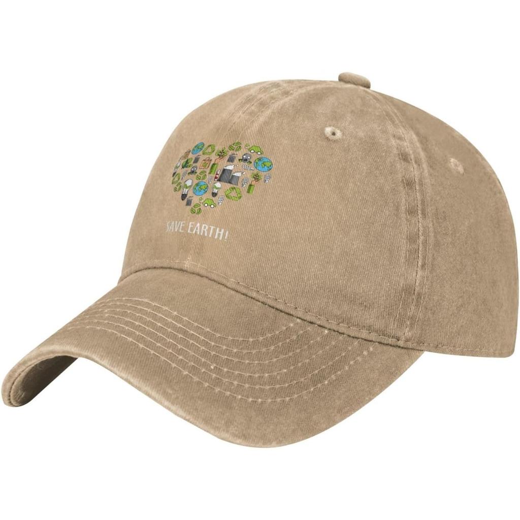 Save Earth Graphic Washed Baseball Cap EnvironUnisextal Heart Print Adjustable Cotton Dad Hat for Unisex