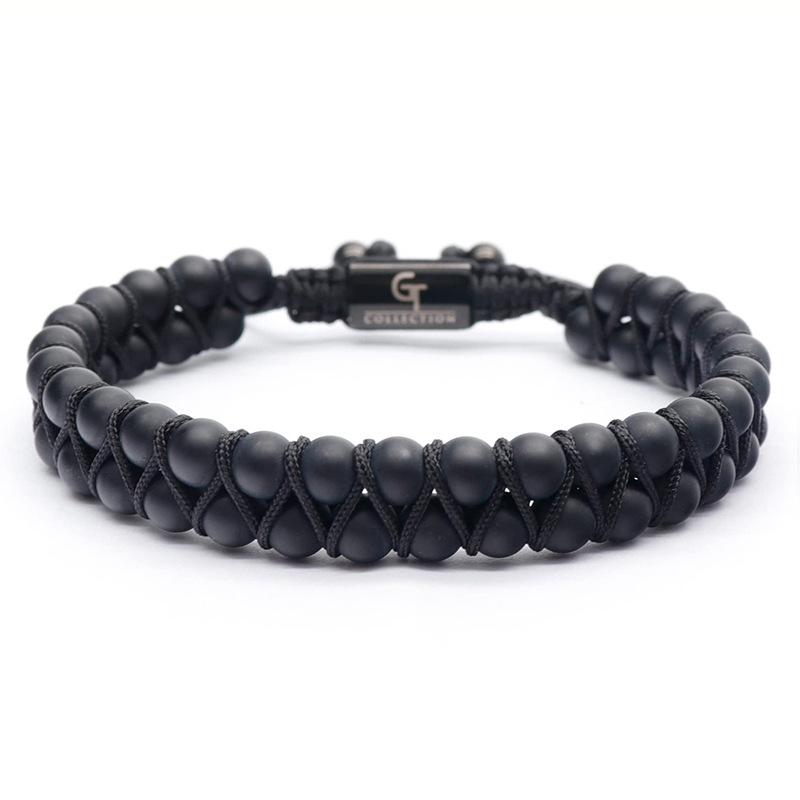 Double-Layer Frosted Tiger Eye Stone Bracelet with Customizable DIY Engraving