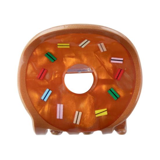 

Hair Claw Cartoon Donut Shape Back Head Hair Clip Anti-slip Teeth Strong Grip Shark Hair Clip Versatile Hair Accessory кавовий