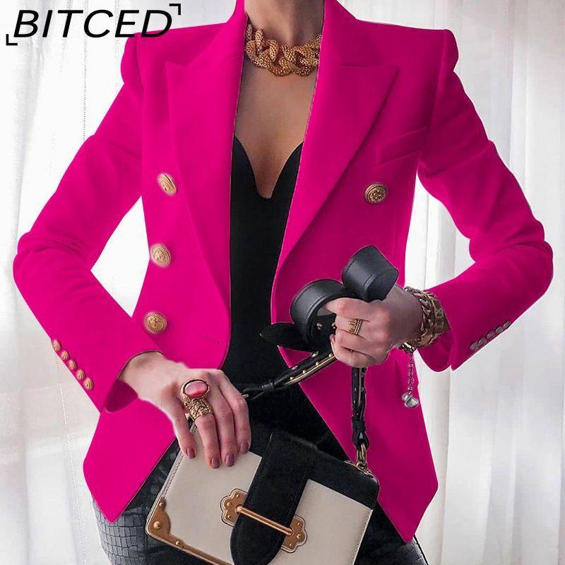 BITCED Women's Vintage Casual Lattice Print Autumn Winter Long Sleeve POLO Neck Jackets & Coats
