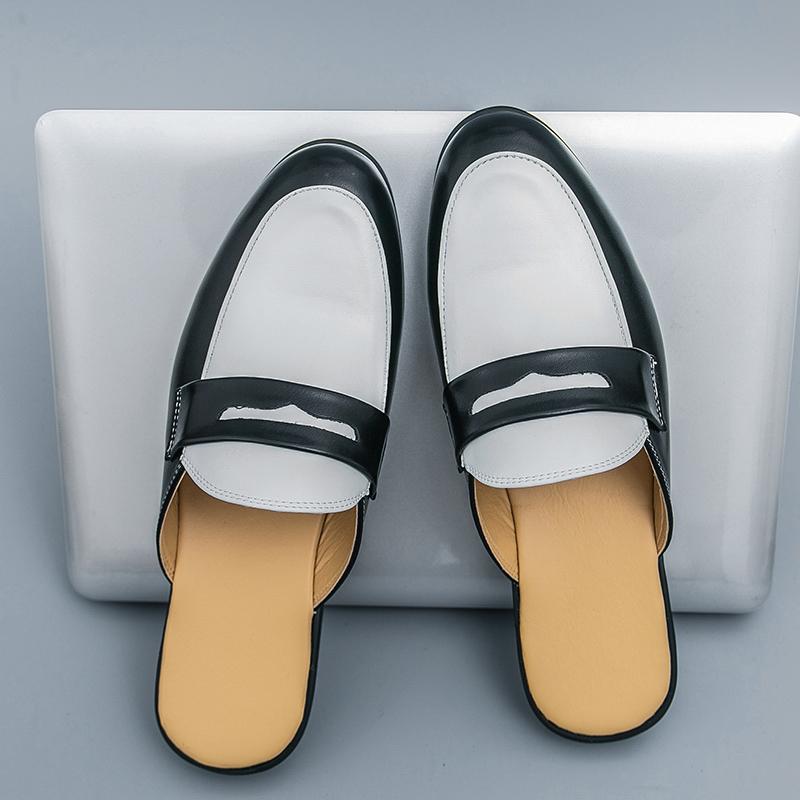 Casual Men's half slippers Fashionable British design styles Daily street walking trend party Adult Breathable plus size shoes