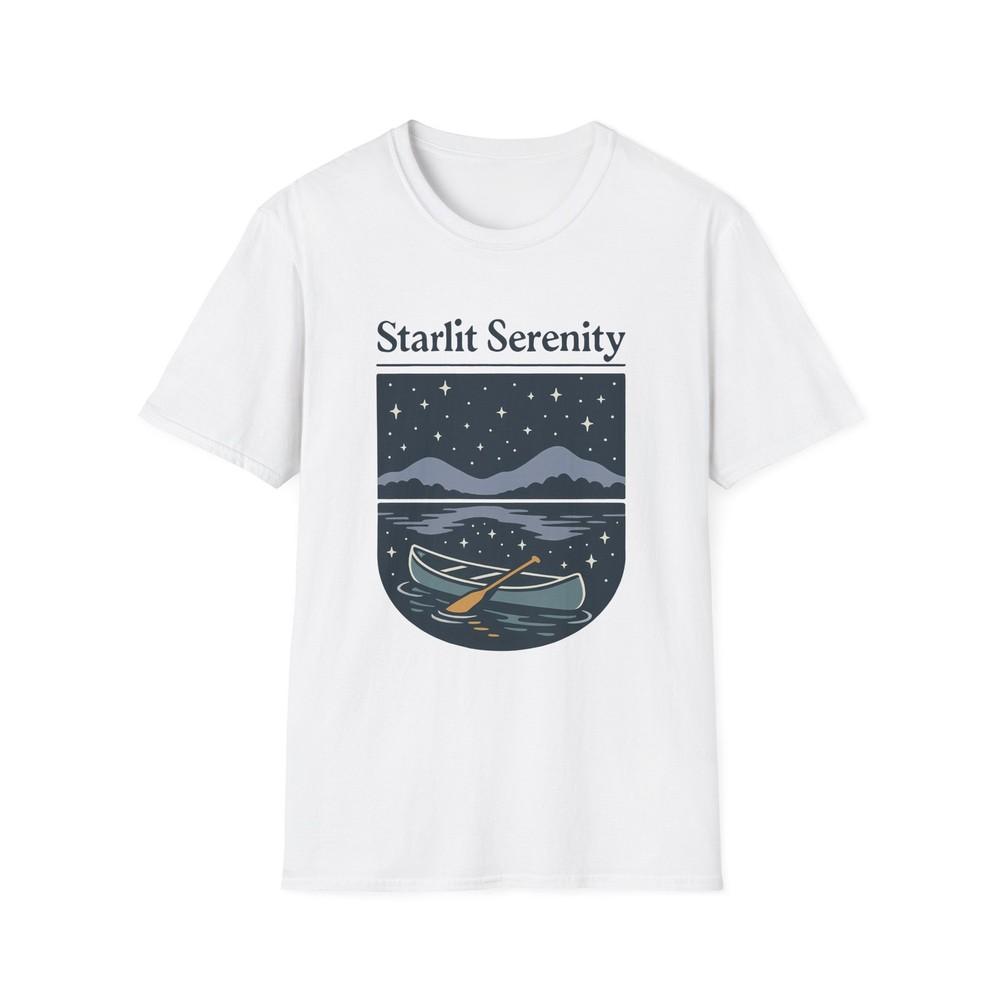 

Unisex Softstyle T-Shirt Starlit Canoe Lake Night Sky Minimalist Design 3XL