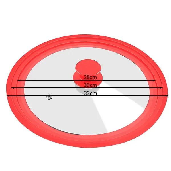 16-22-28-32cm Silicone Glass Covers Pans Skillets Multifunctional Adaptable Lids Stove Round Protector Caps Kitchen Accessories