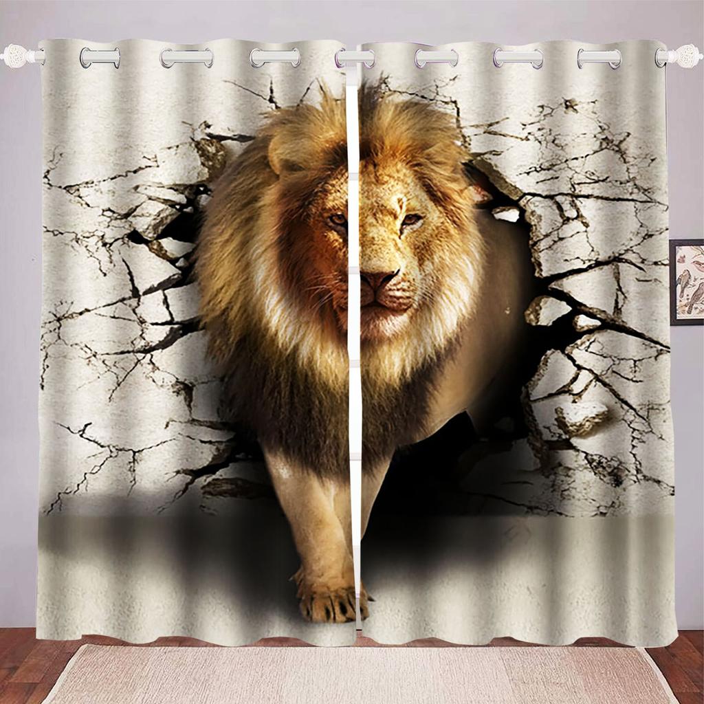 Lion King Dustproof 100% Polyester Blackout Curtains Curtains For Living Room Bedroom Drapes Home Decor