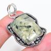 Natural Prehnite Gemstone 925 Sterling Silver Jewelry Pendant 2.05" AP-14077