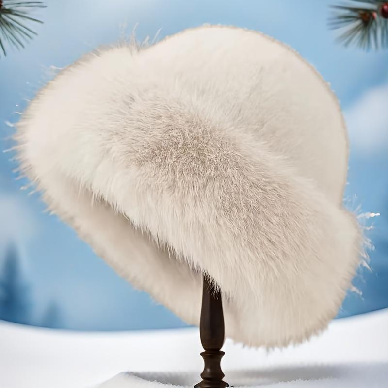 New Women's Fashion Fur Cap Fur Hat Autumn And Winter Fur Hats Mongolian Hat Brimless Plush Fluffy Skiing Riding Warm Caps