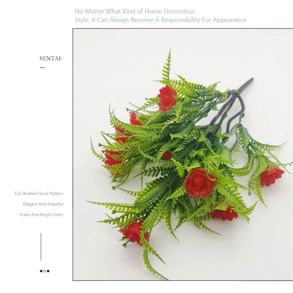 Multicolor Kunstmatige Roos Bloemen Bonsai Groen Gras Foto Requisieten Lente Gras Potplant Wit Bloempot Waterdicht