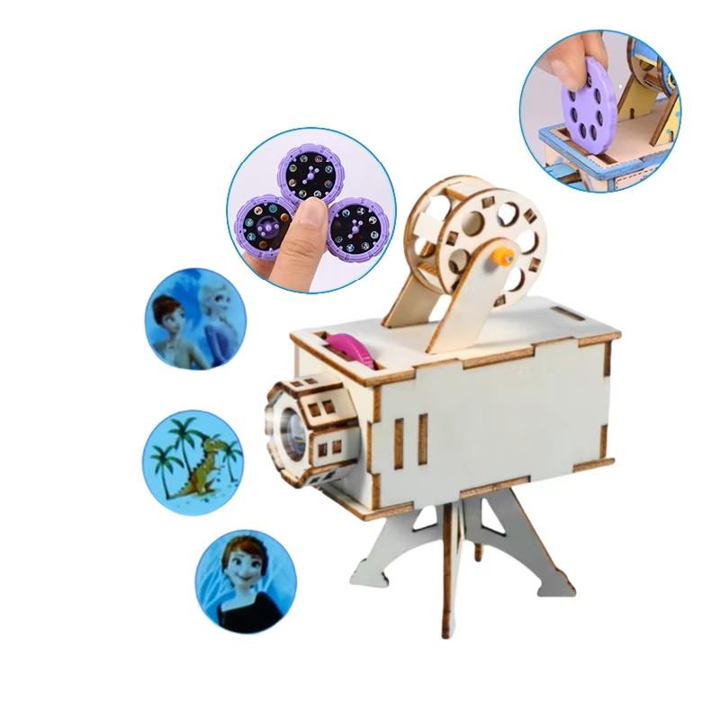 1/3/5/10 PCS Wooden DIY Projector Science Experiment Kit for Children - Educational Physics Model Toy Ideal Birthday Gift