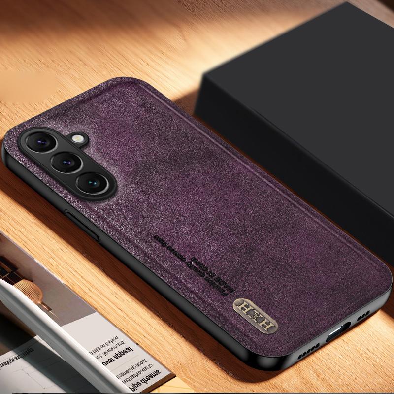 

For Samsung Galaxy F15 5G Matte Phone Case TPU+PU Phone Cover Work with Magnetic Car Holder Purple